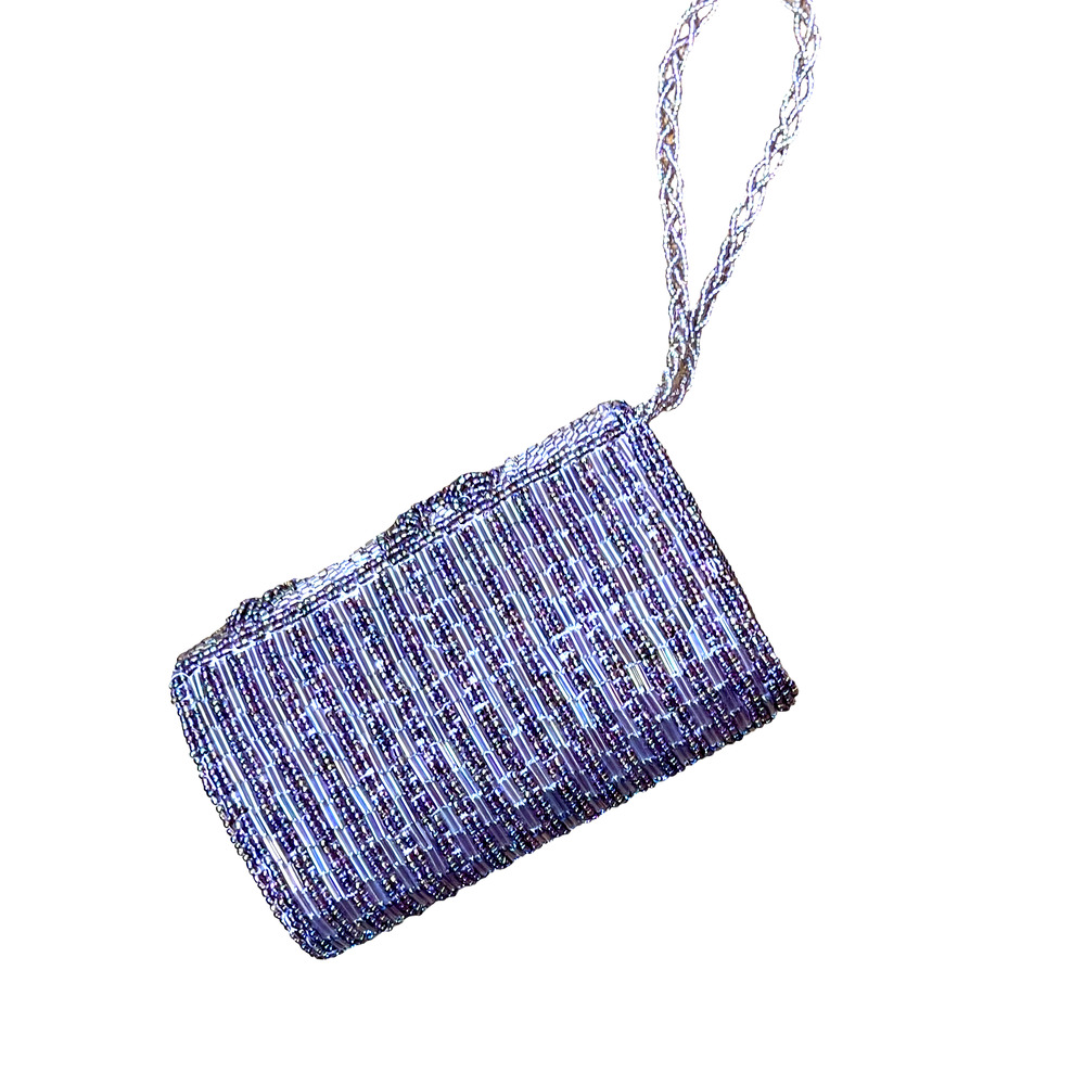 Lavender Beaded Vintage Style Bi Joux Terner Box Style Wristlet - Picture 3 of 4